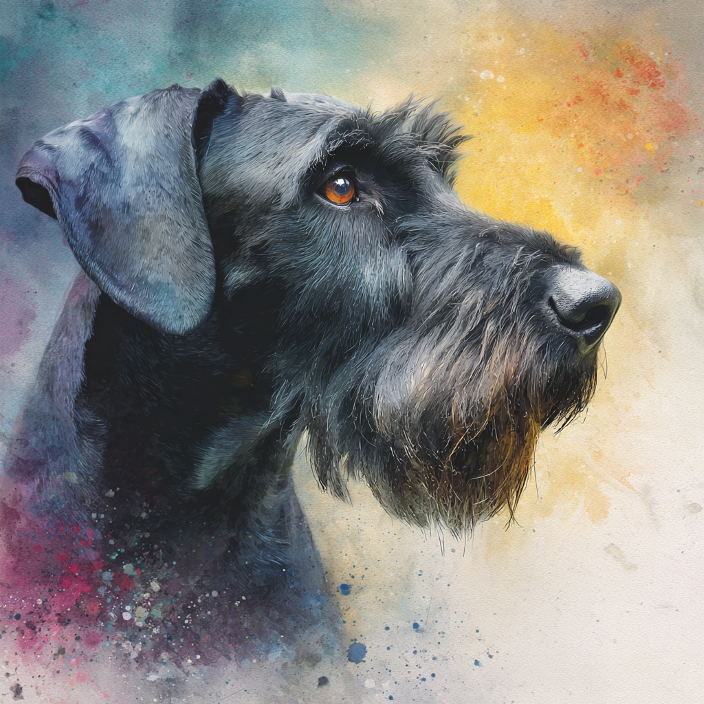Watercolor Portrait of a Schnauzer