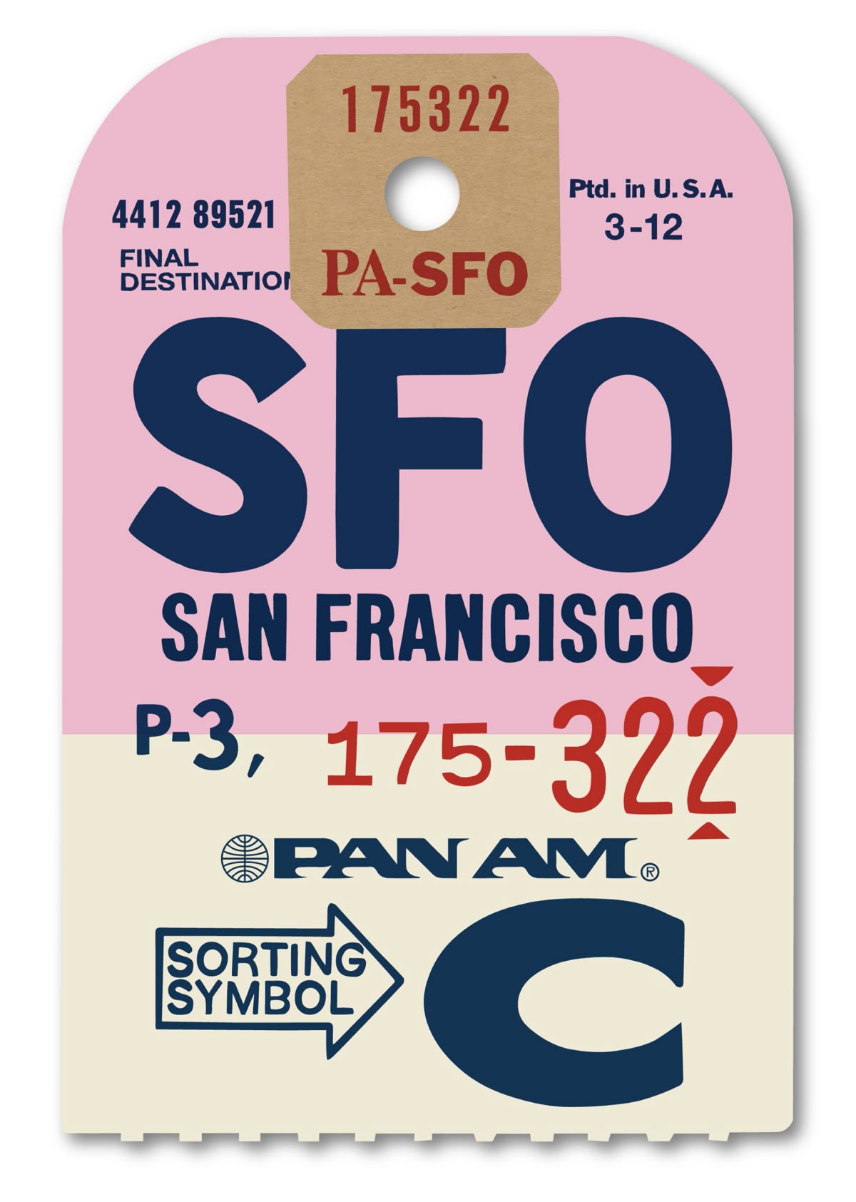 Vintage Pan Am Luggage Tag San Francisco