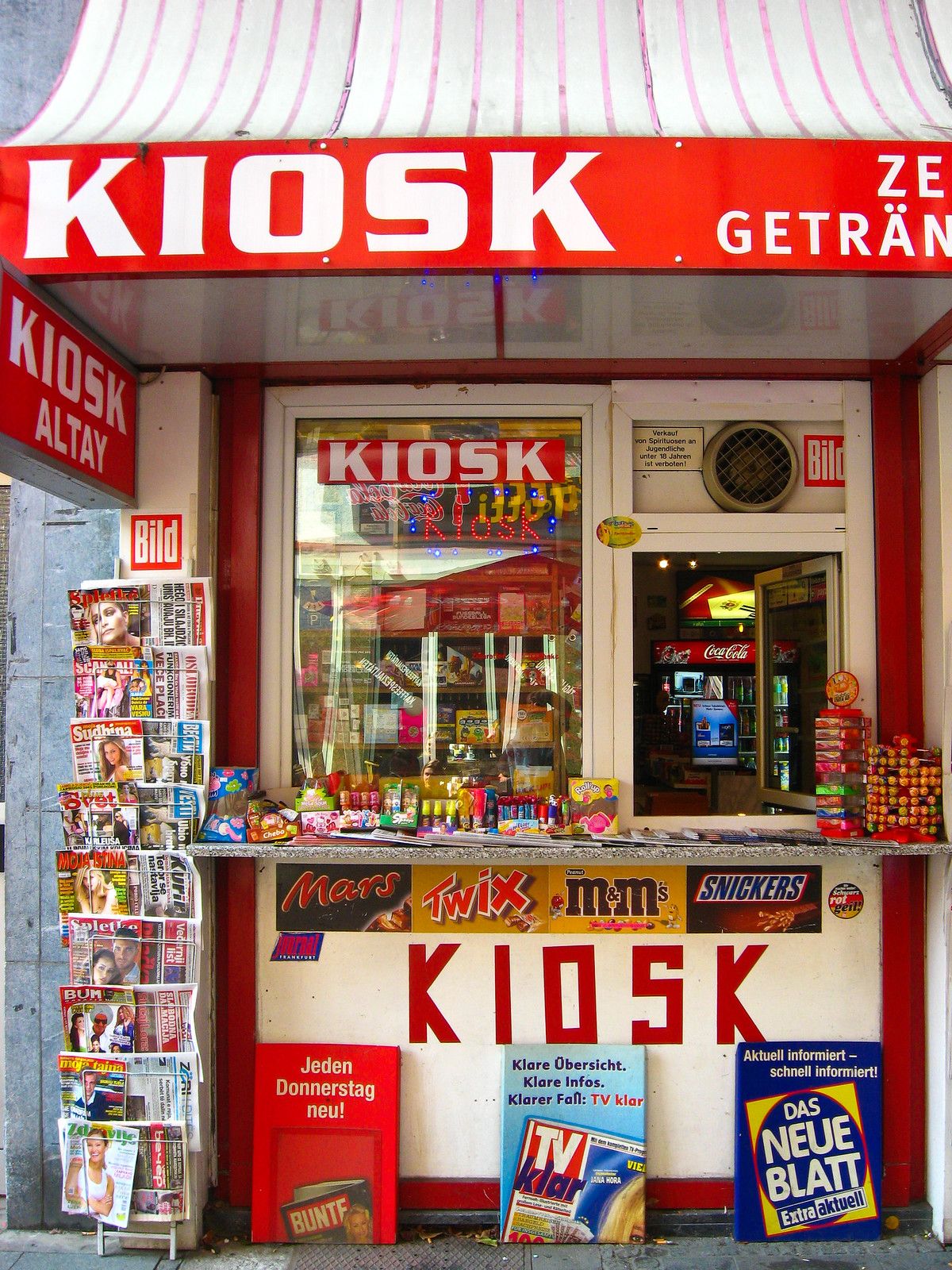 Kiosk Stand with Snacks and Magazines