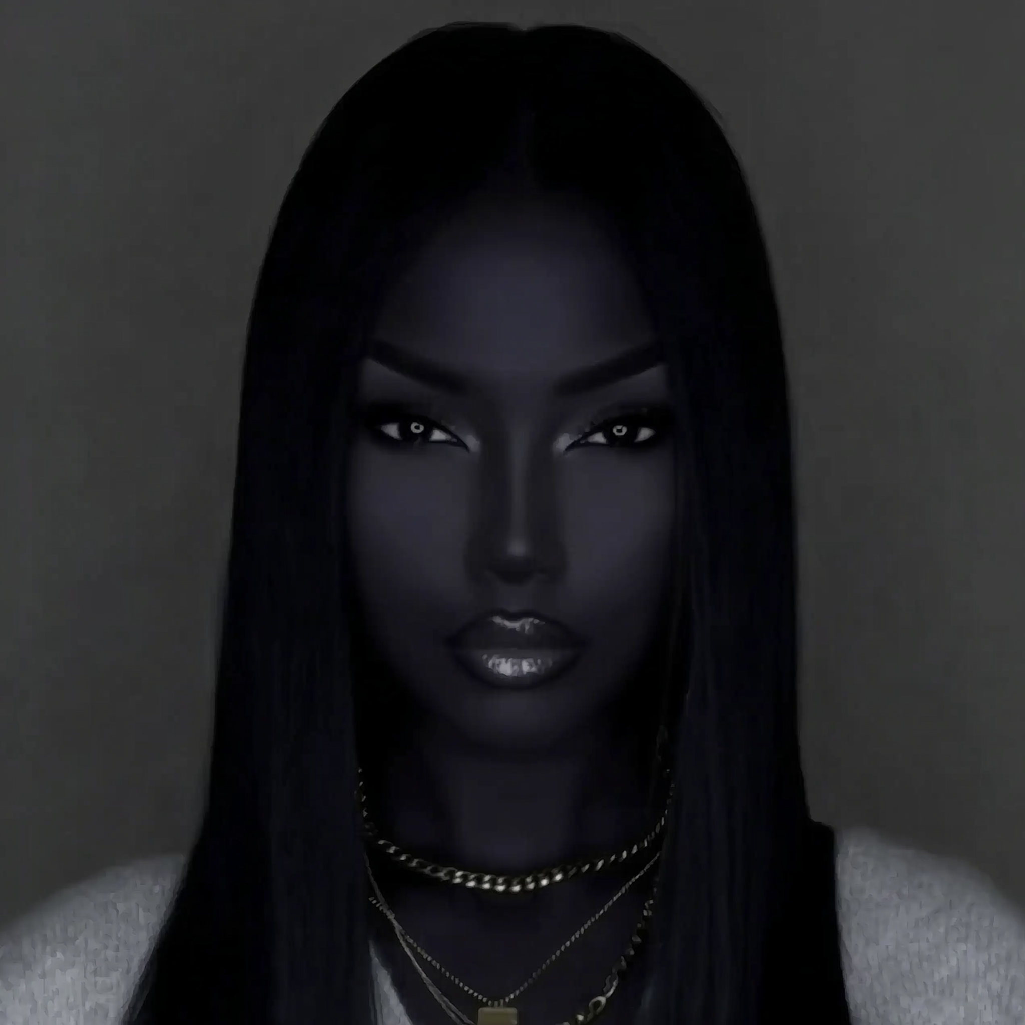 Dark-skinned Woman with Long Hair