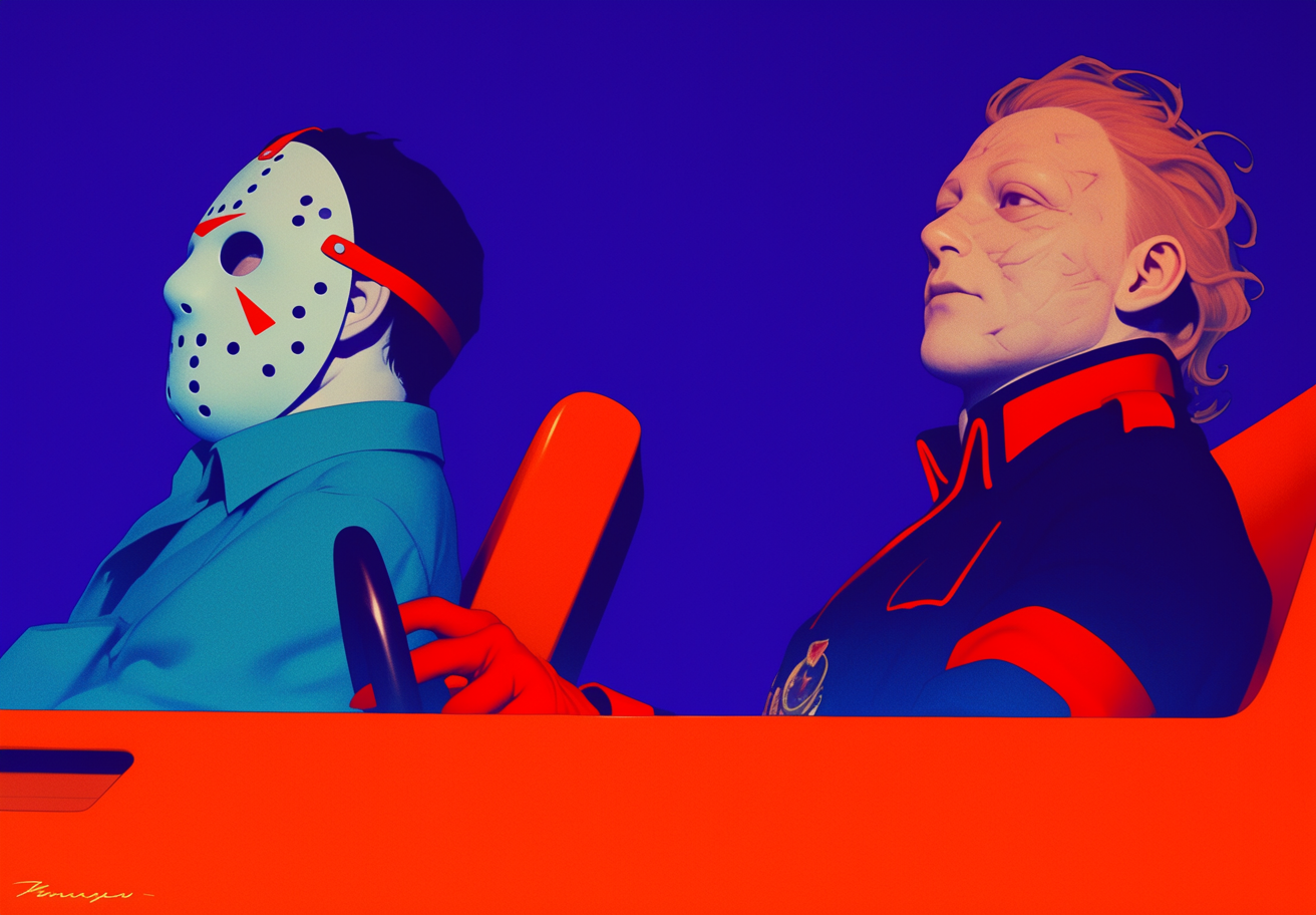 Masked Figure and Cowgirl