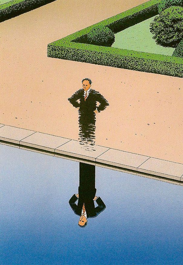 Reflection of a Man in Suit