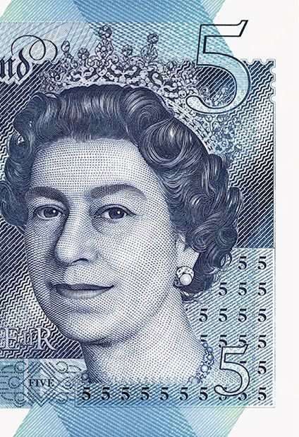 Queen Elizabeth II on £5 note