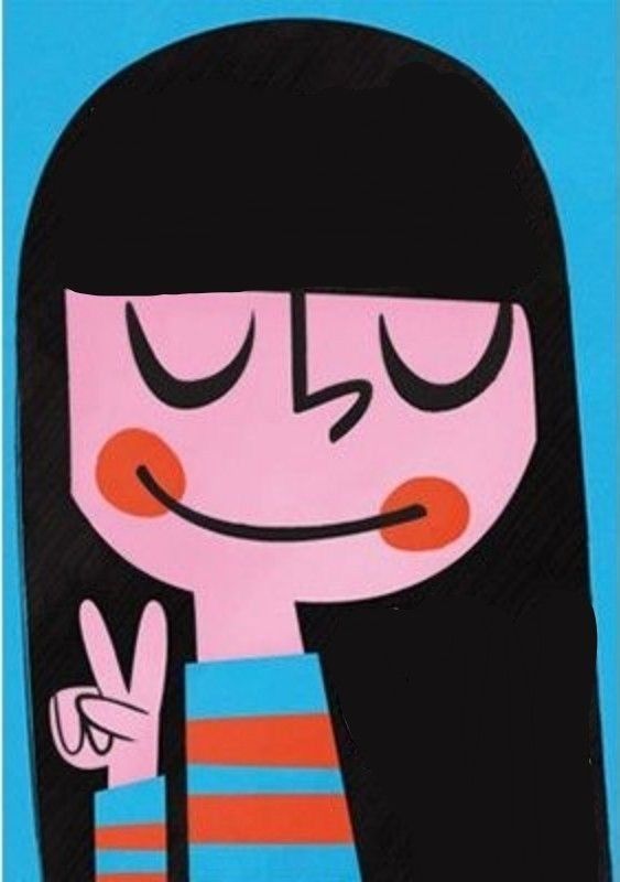 Cartoon Girl Peace Sign