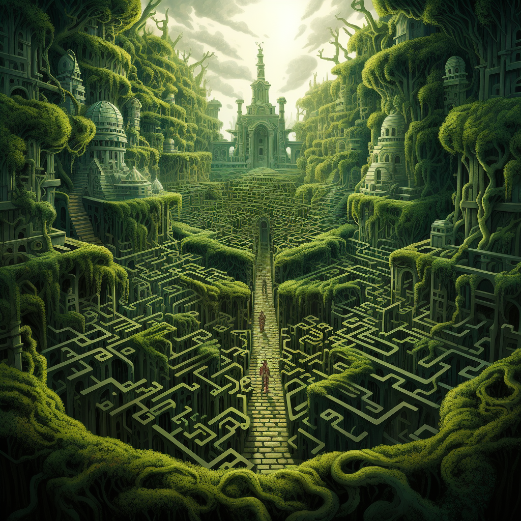 Moss-covered labyrinth