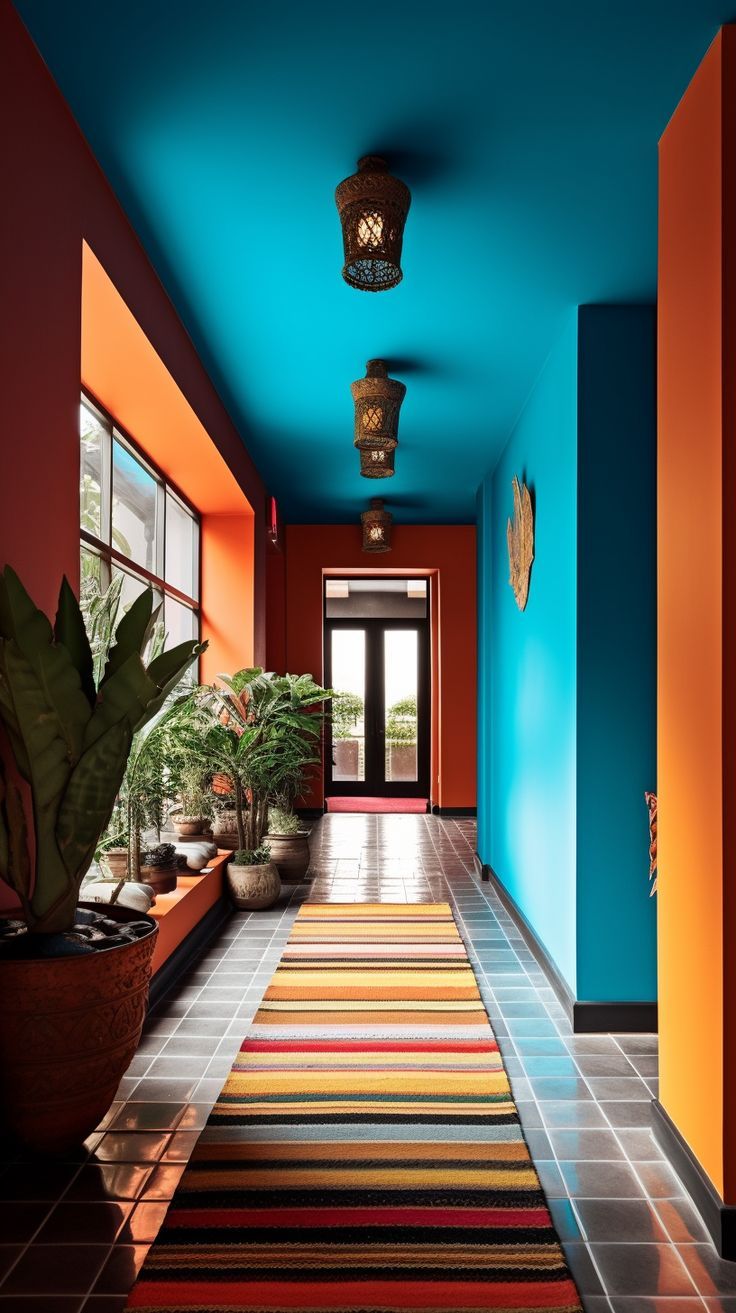Vibrant Hallway with Plants
