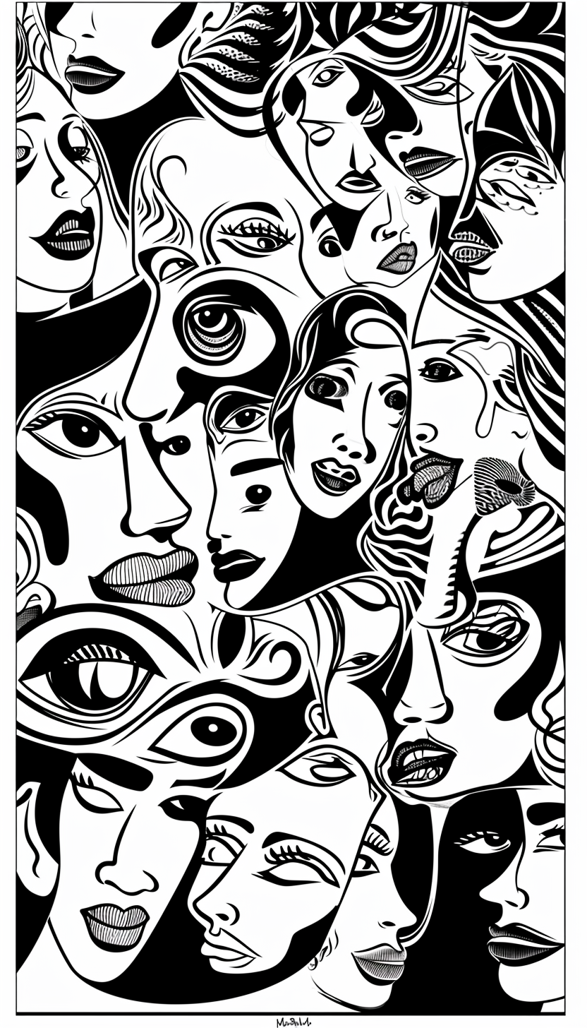 Abstract Faces in Black and White