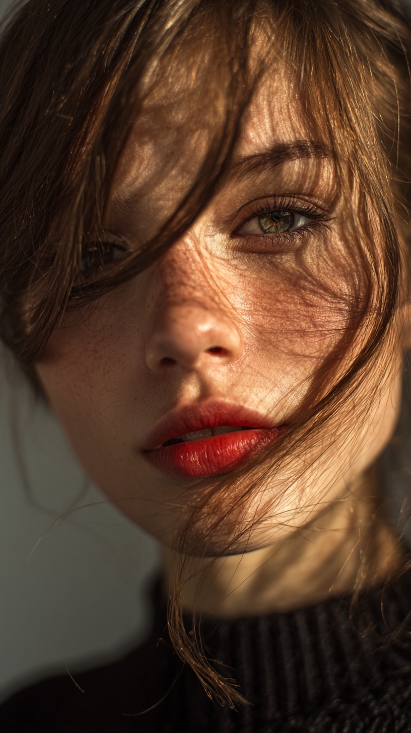 Close-Up of Woman with Red Lips