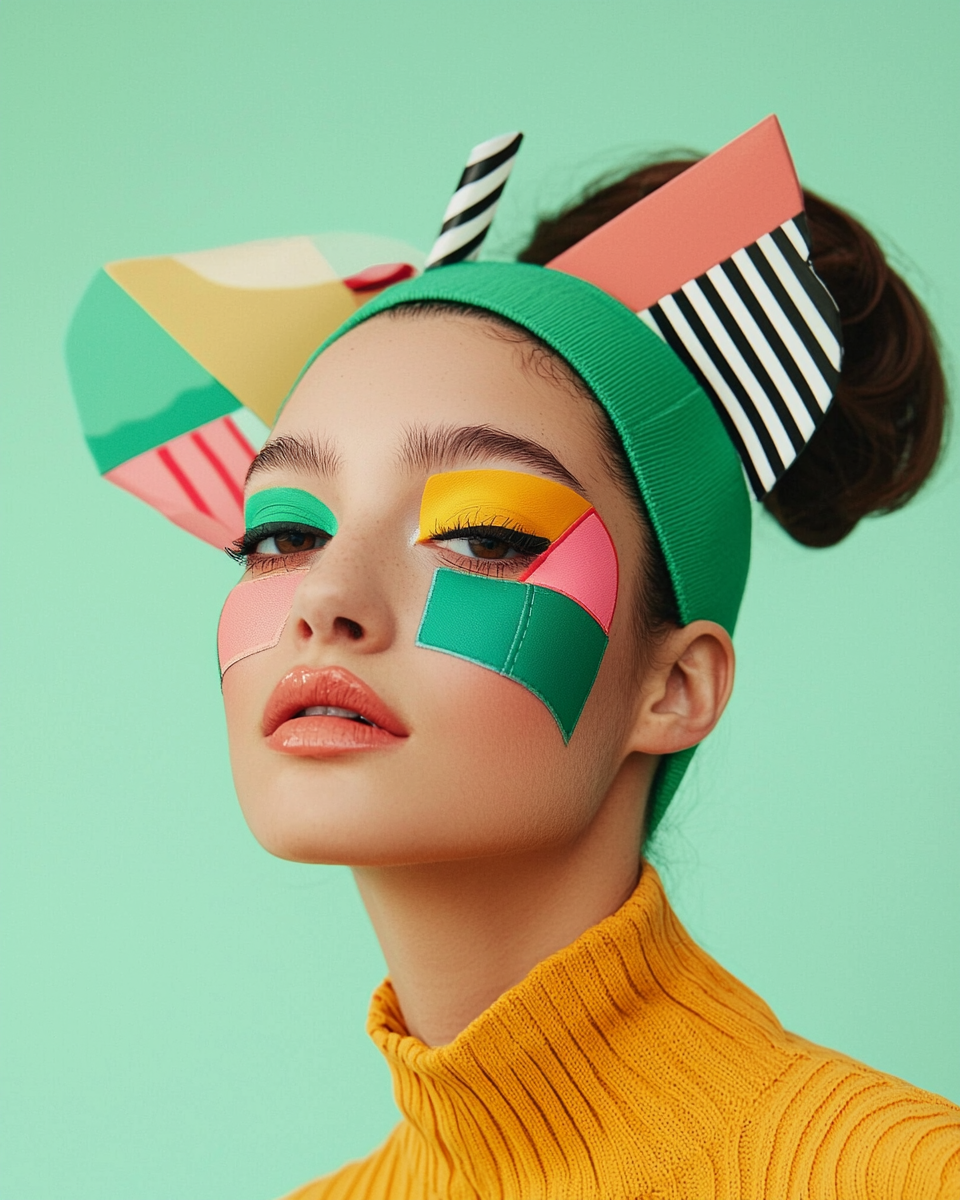 Colorful Geometric Face Art