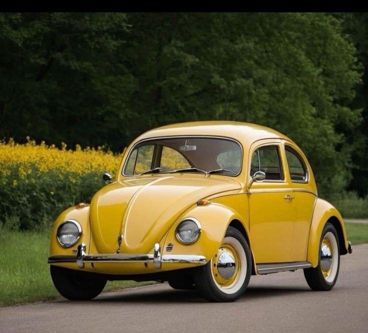 Vintage Yellow VW Beetle