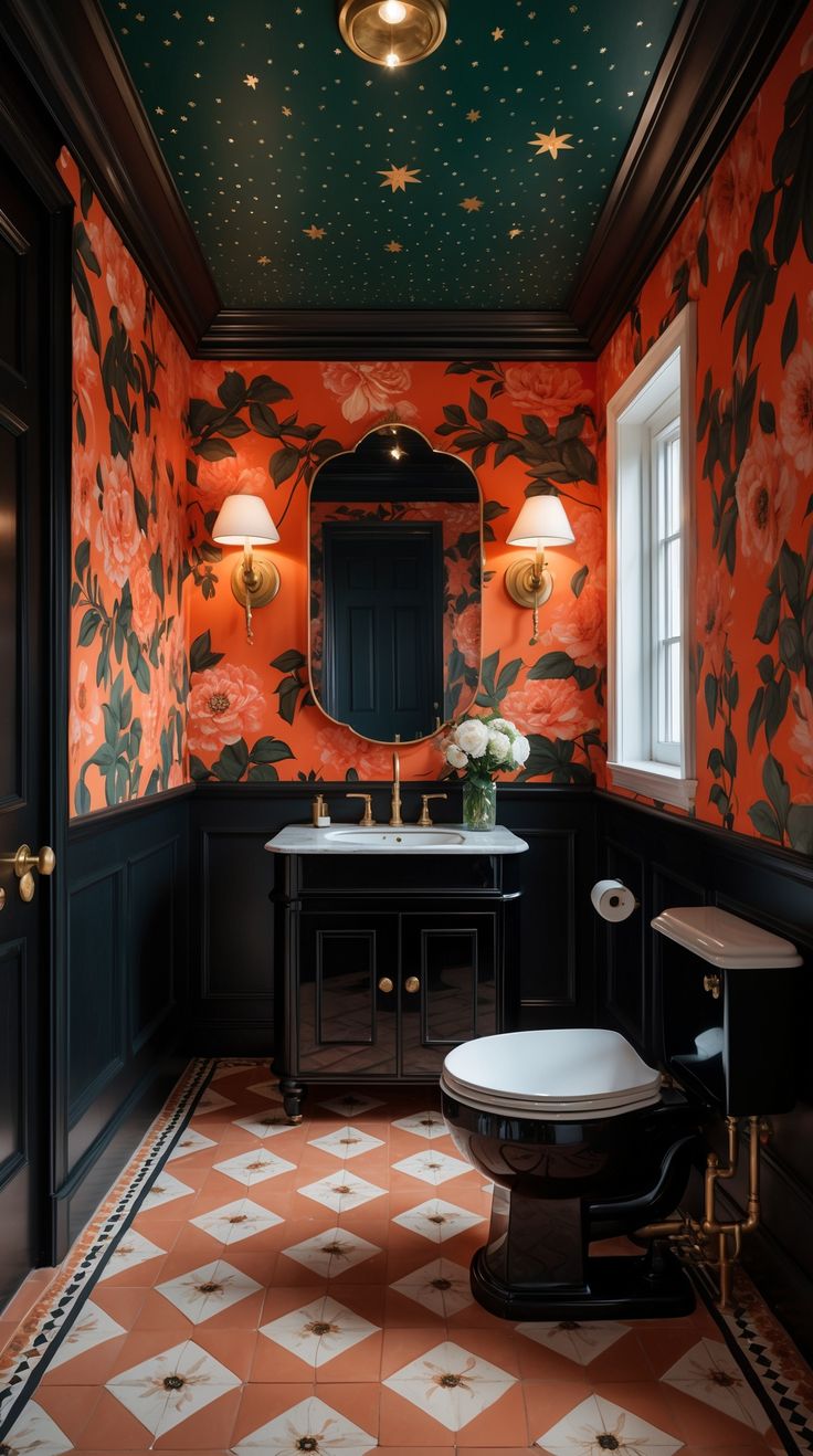 Elegant Floral Bathroom
