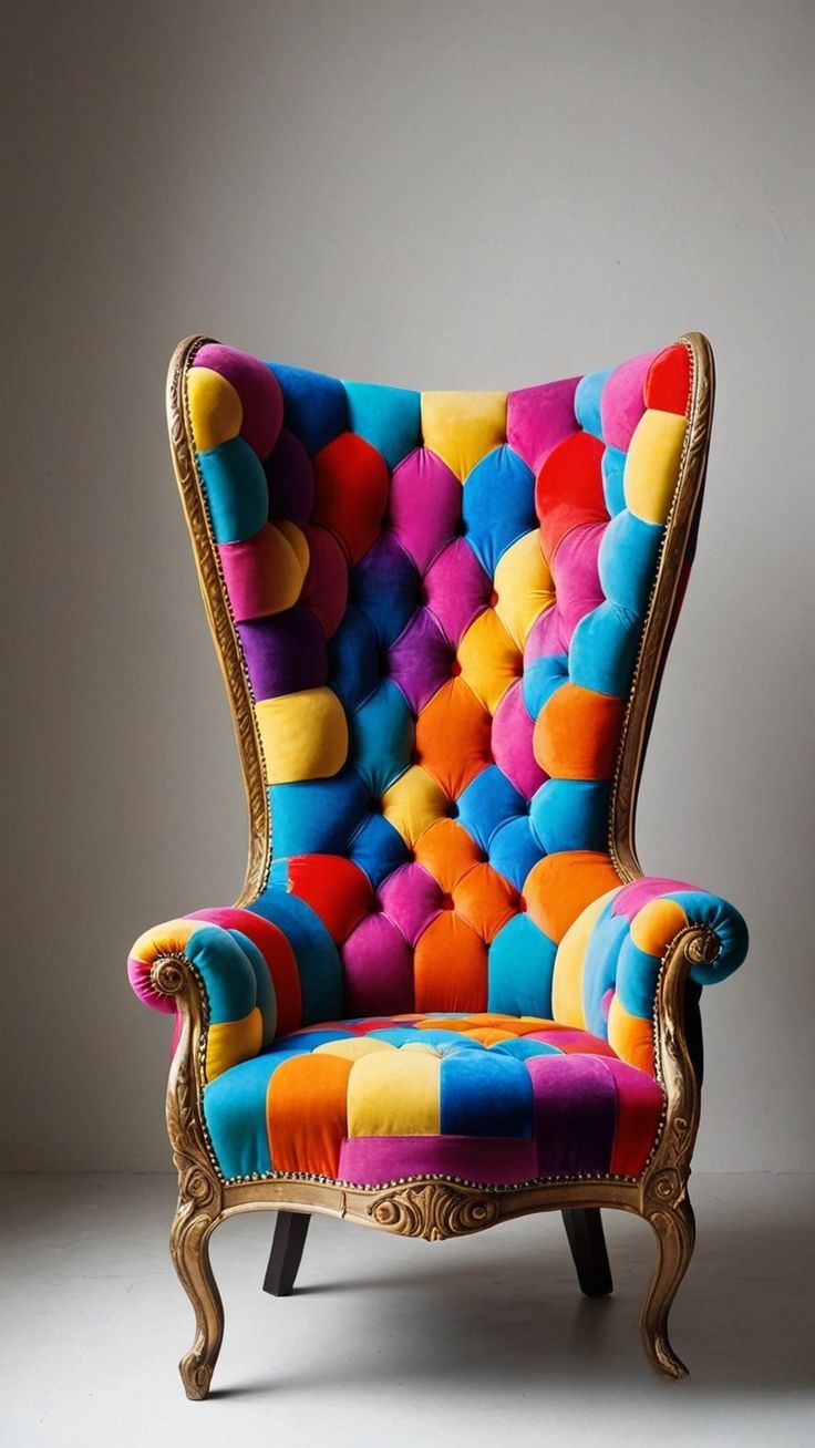 Colorful Tufted Wingback Chair