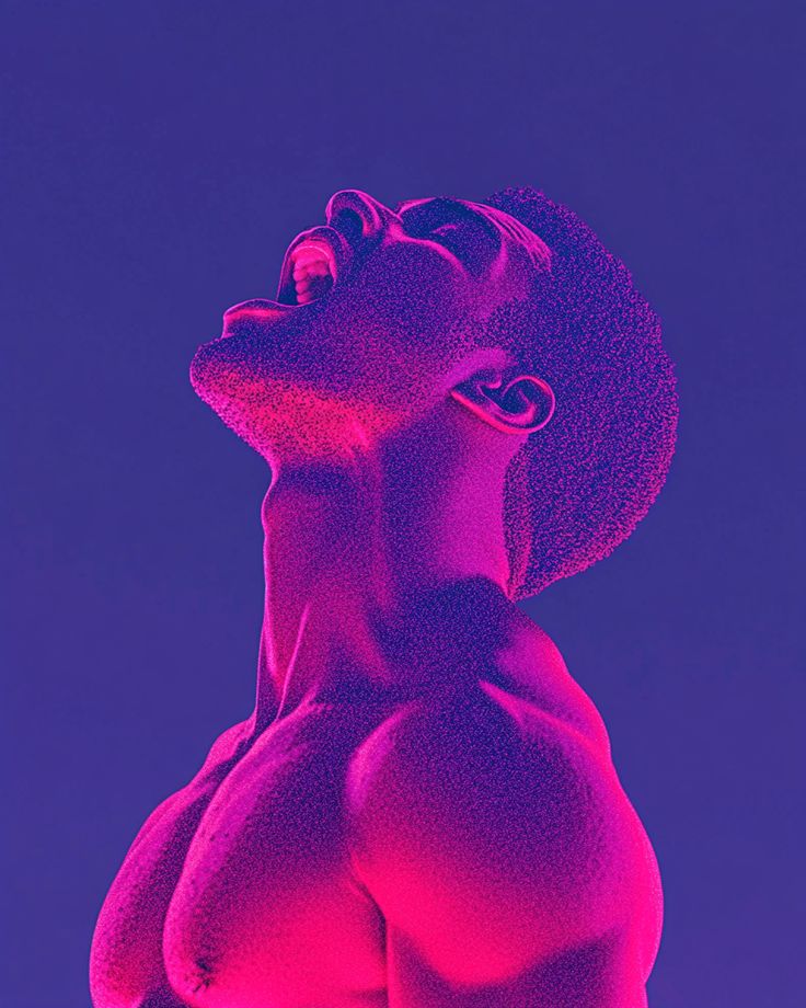 Abstract Male Figure in Neon Pink