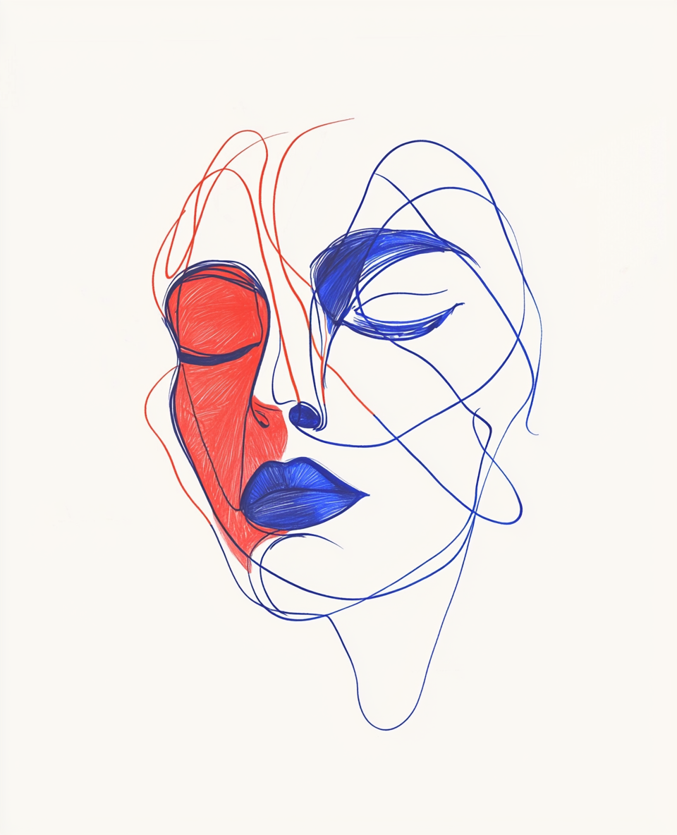 Abstract Line Art Face