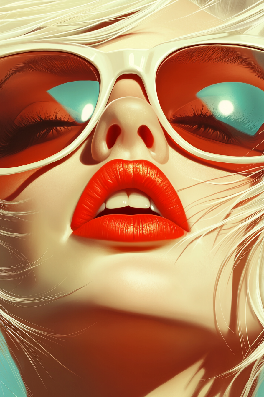 Bold Red Lips and Sunglasses
