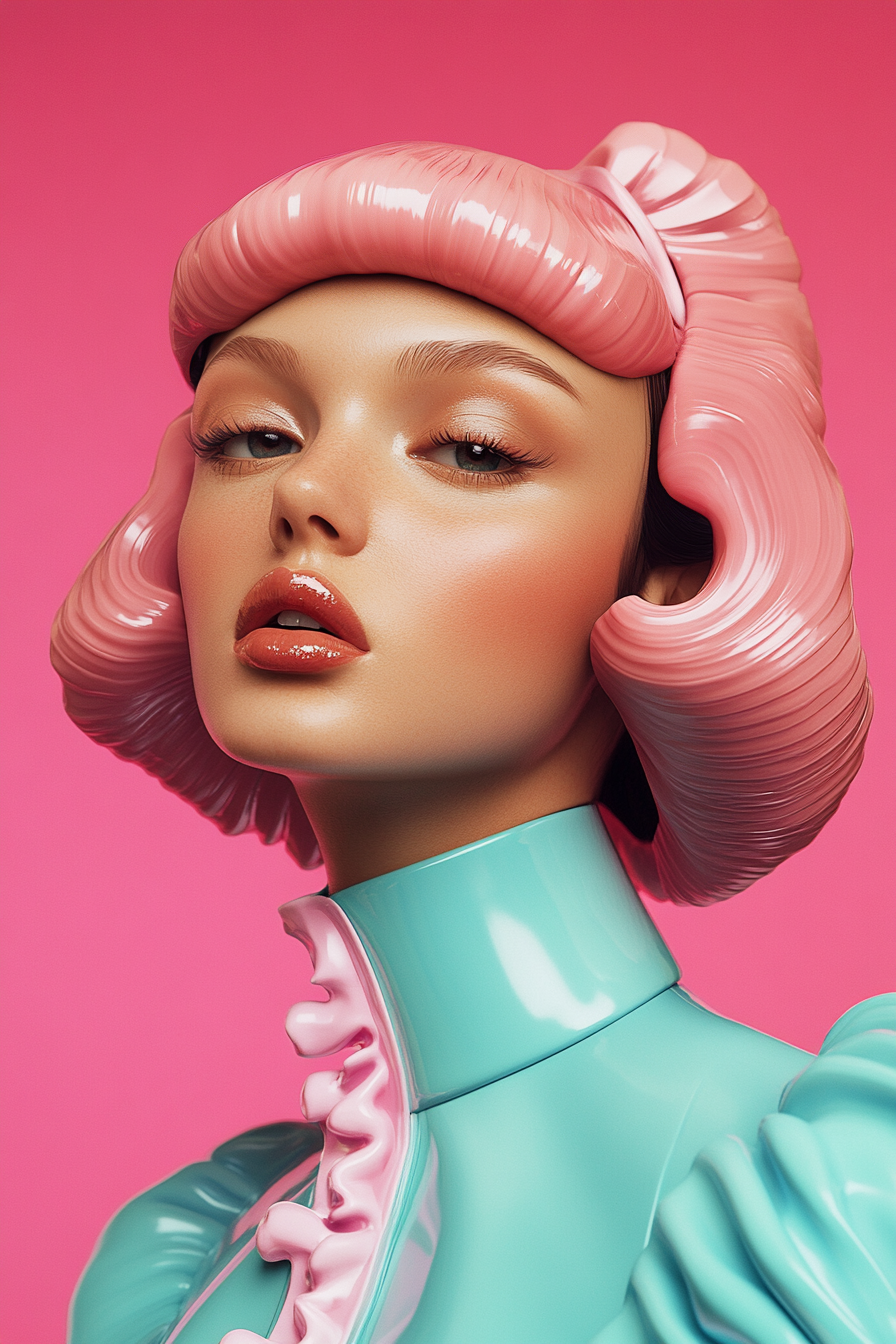 Pink Wig Futuristic Woman
