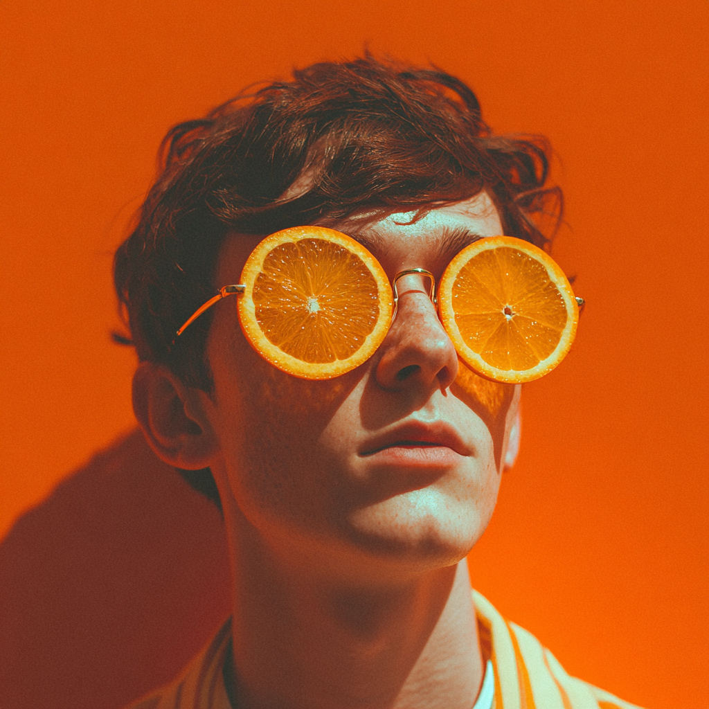 Person with Orange Slice Glasses