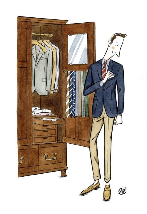 Man Choosing Suit from Wardrobe