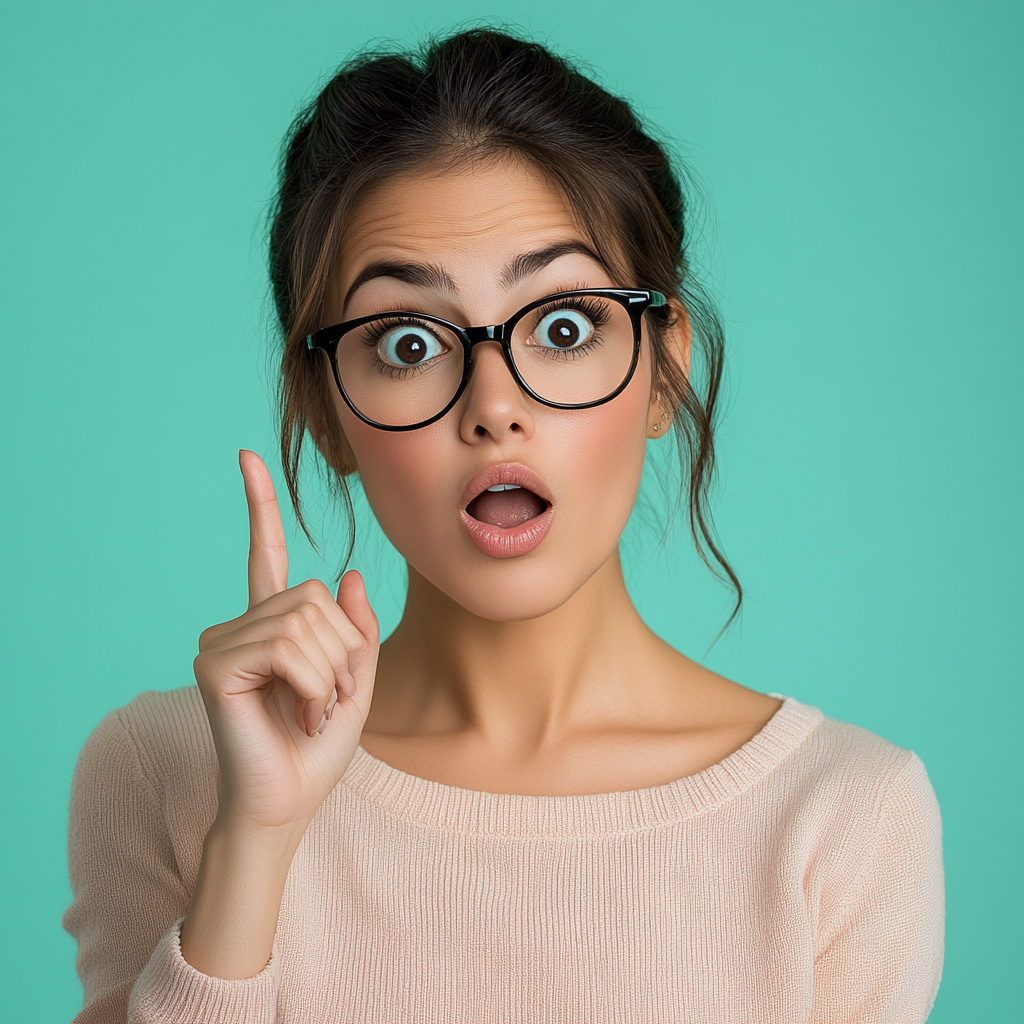 Surprised Woman Pointing Finger