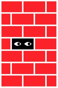 Peeking Eye Through Red Brick Wall