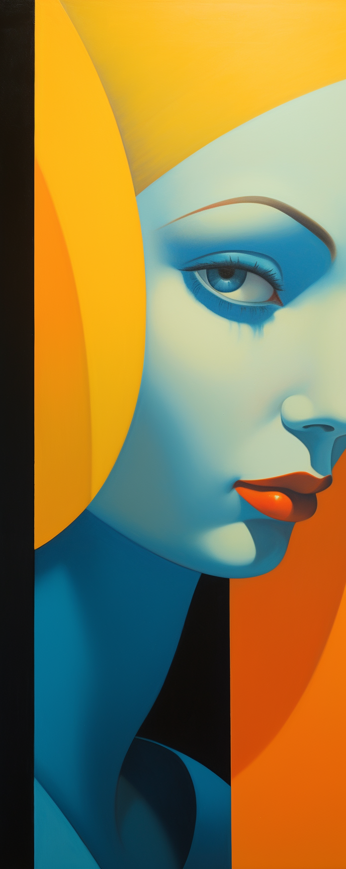 Blue Woman with Red Lips