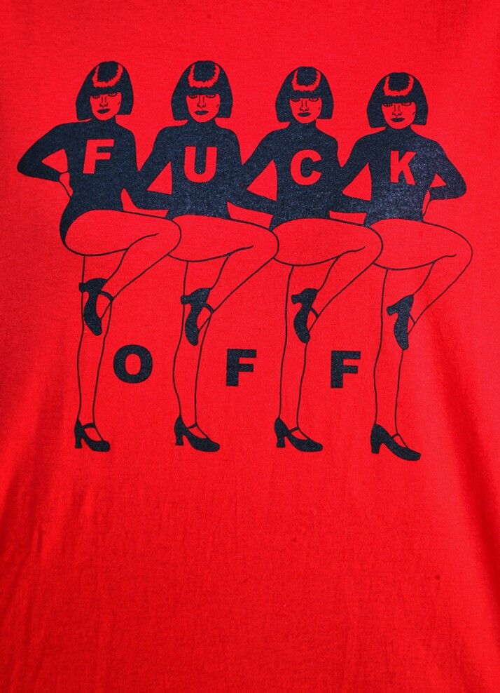 Red T-Shirt with Four Women Silhouettes