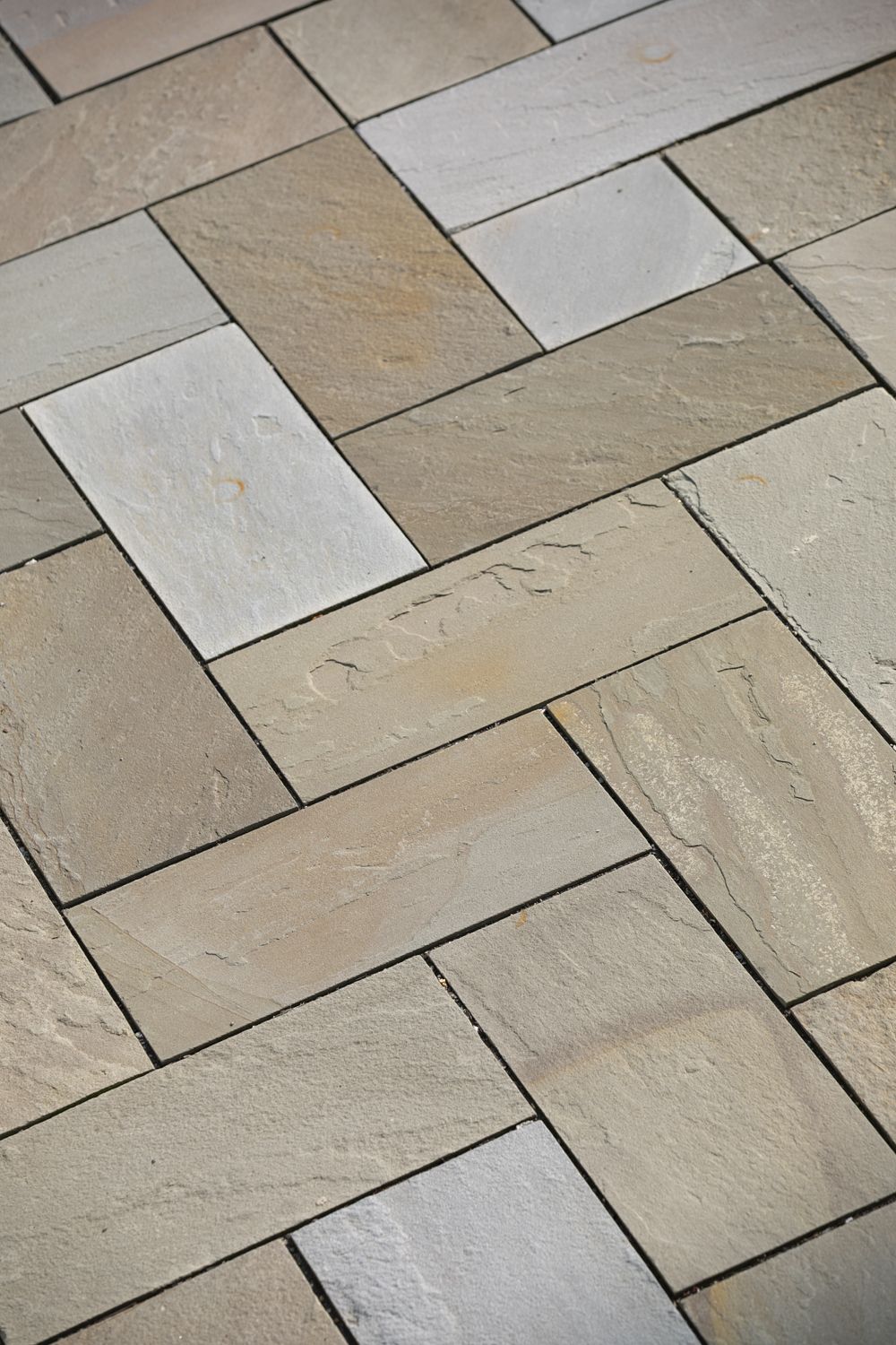 Natural Stone Tiles in Herringbone Pattern