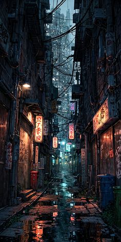 Urban Alleyway at Night