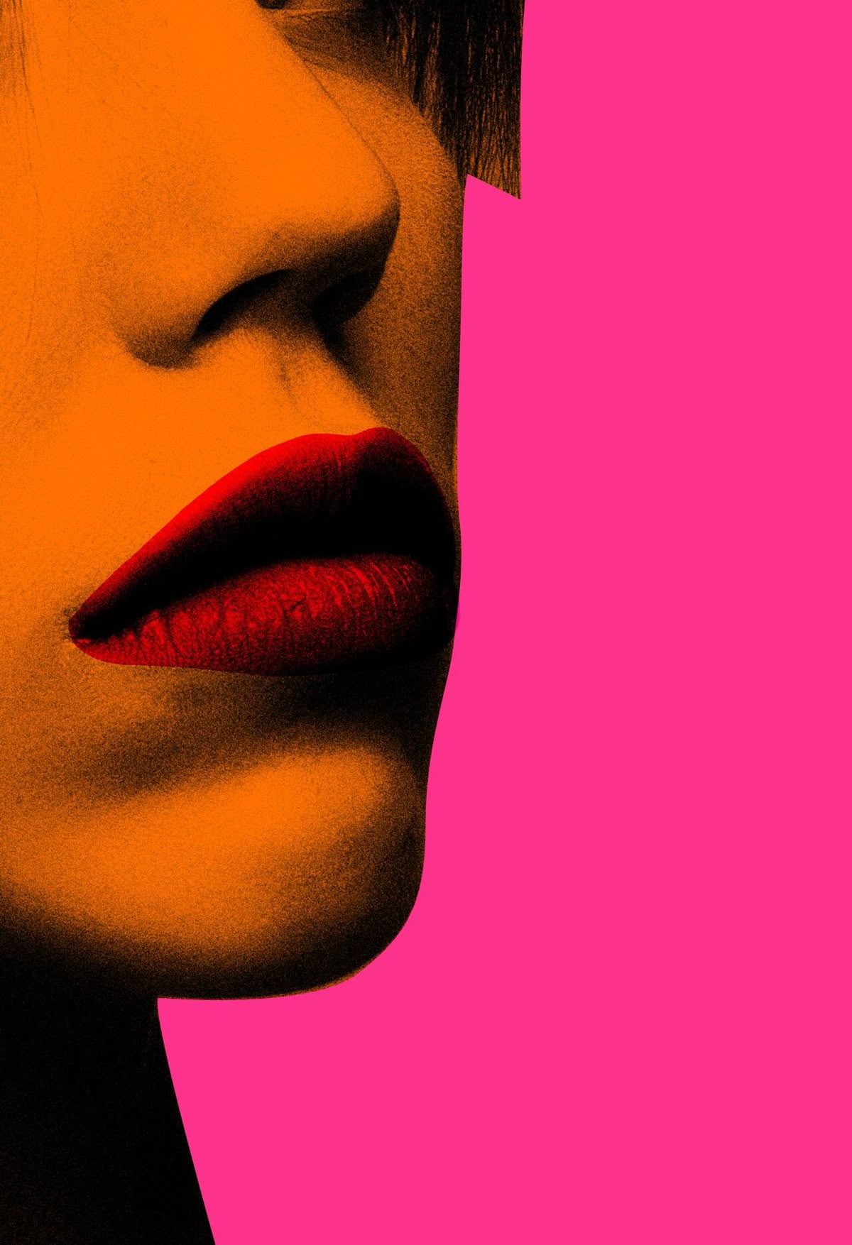 Close-up of lips against vibrant background