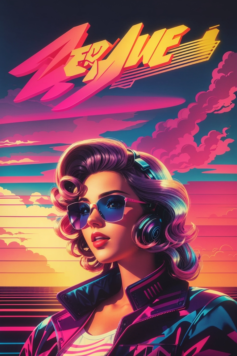 Vibrant Retro Pin-Up Girl