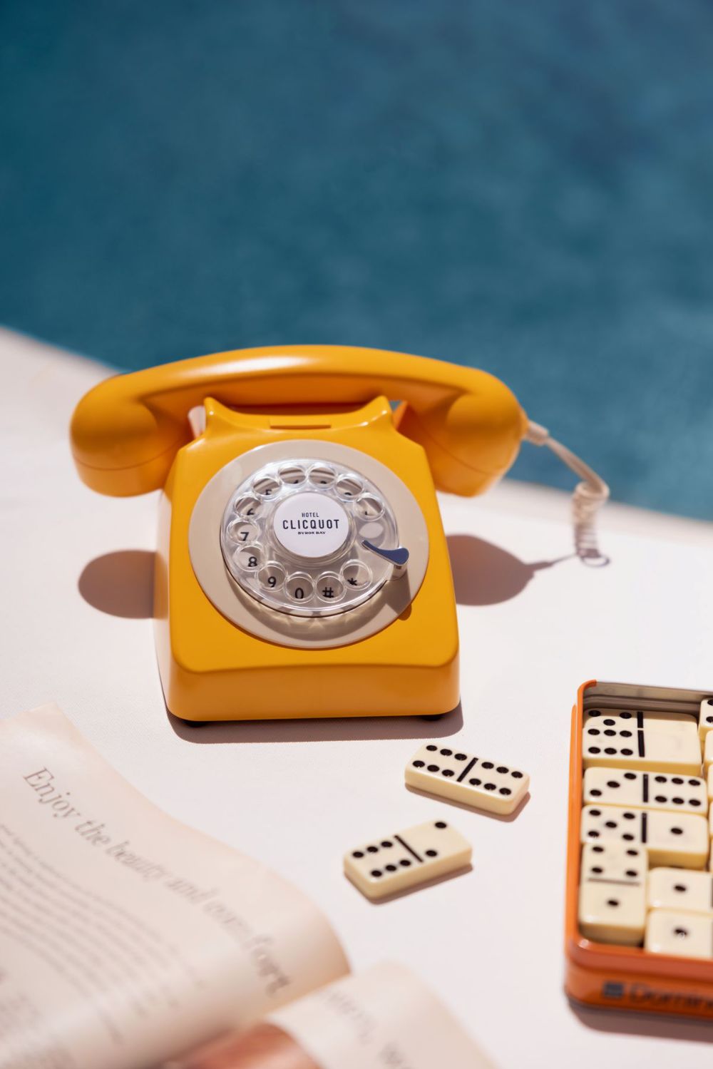 Vintage Yellow Telephone with Dominoes
