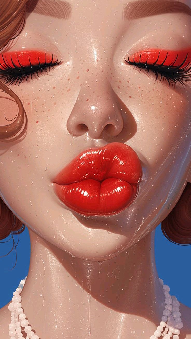 Glossy Red Lips