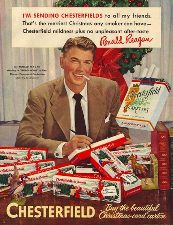 Ronald Reagan smoking Chesterfield cigarettes