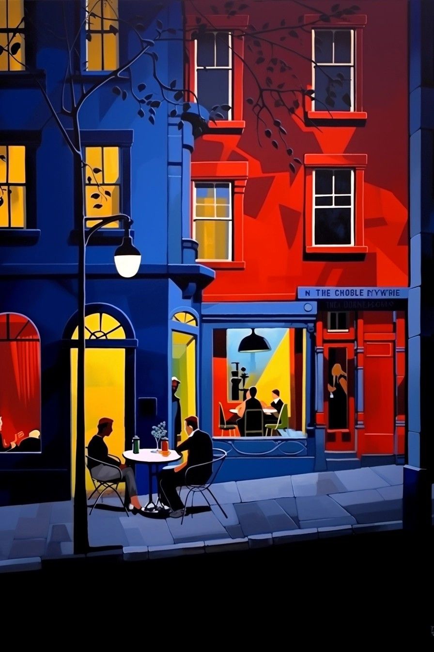 Colorful Cafe Scene