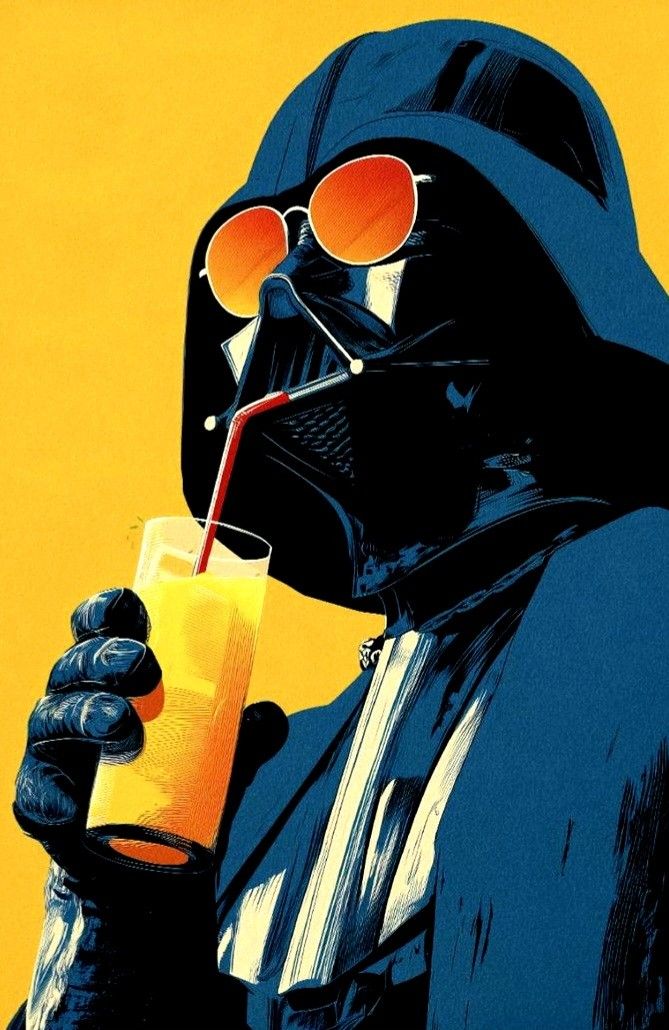 Darth Vader Drinking Orange Juice