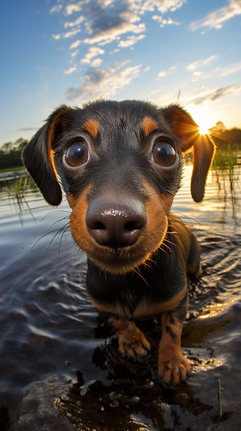Adorable Dachshund in Water