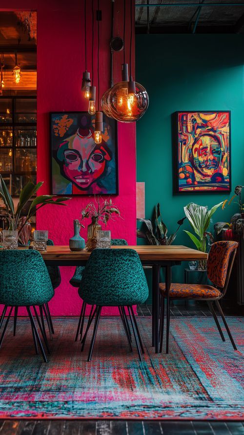 Boldly Colored Dining Room
