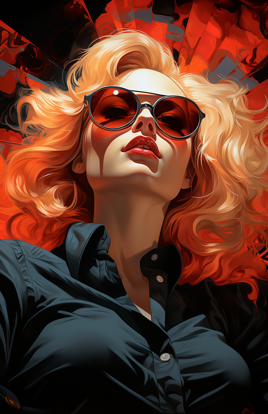 Vibrant Red-Haired Woman in Sunglasses