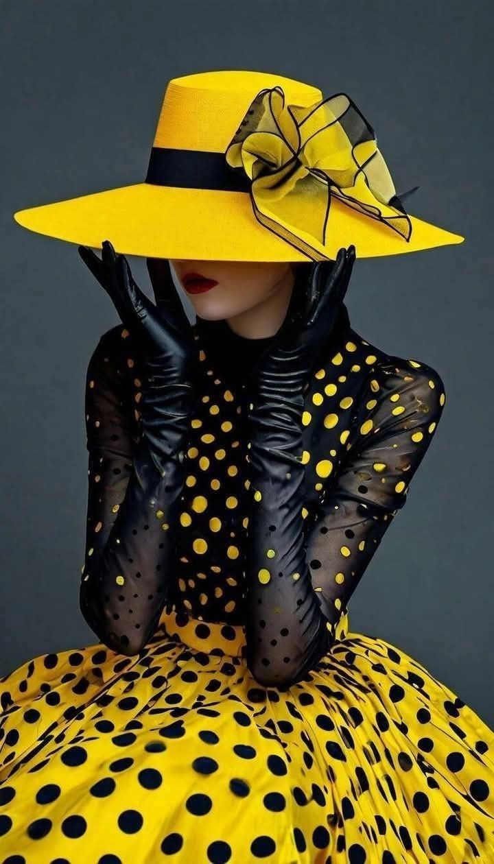 Fashionably Bold Yellow Polka Dot Ensemble