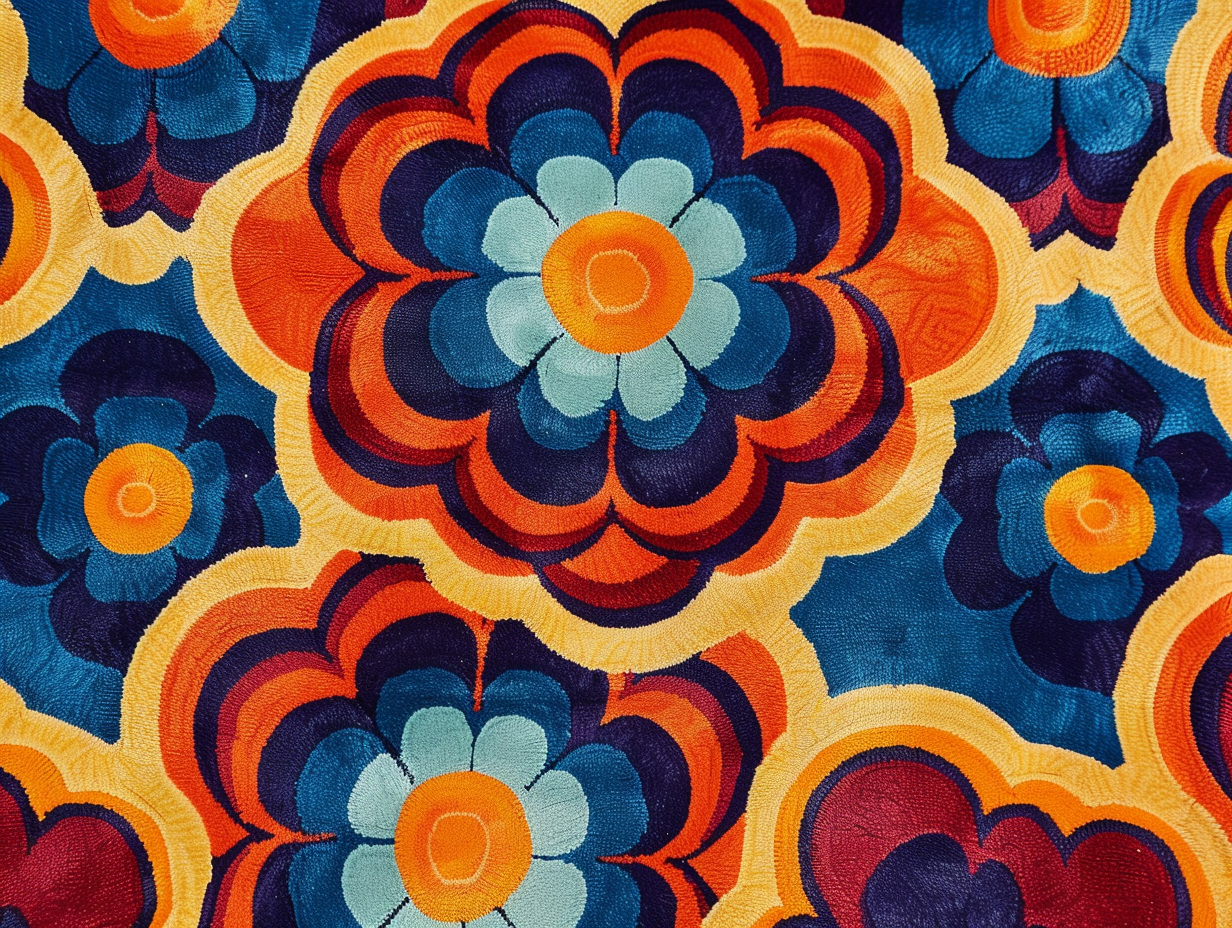 Vibrant Retro Floral Rug