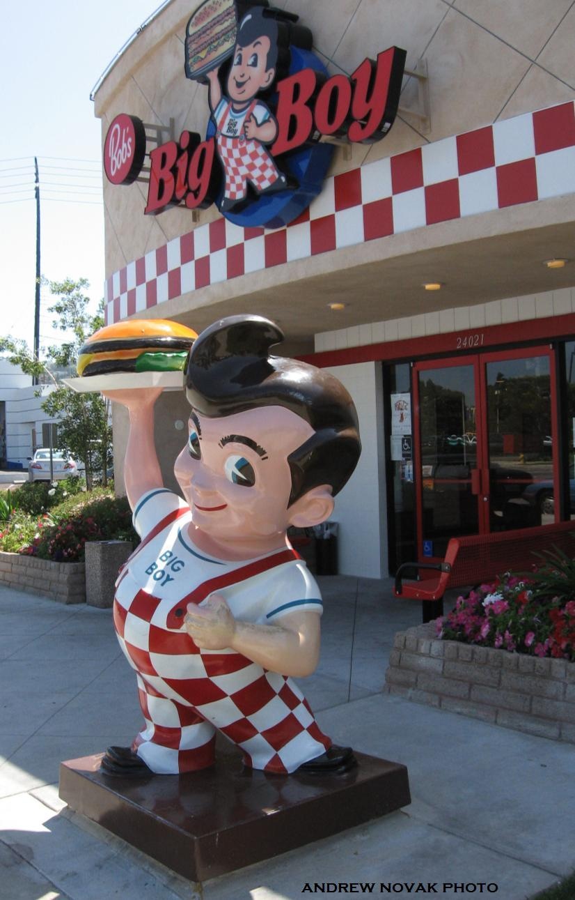 Big Boy Statue Holding Burger
