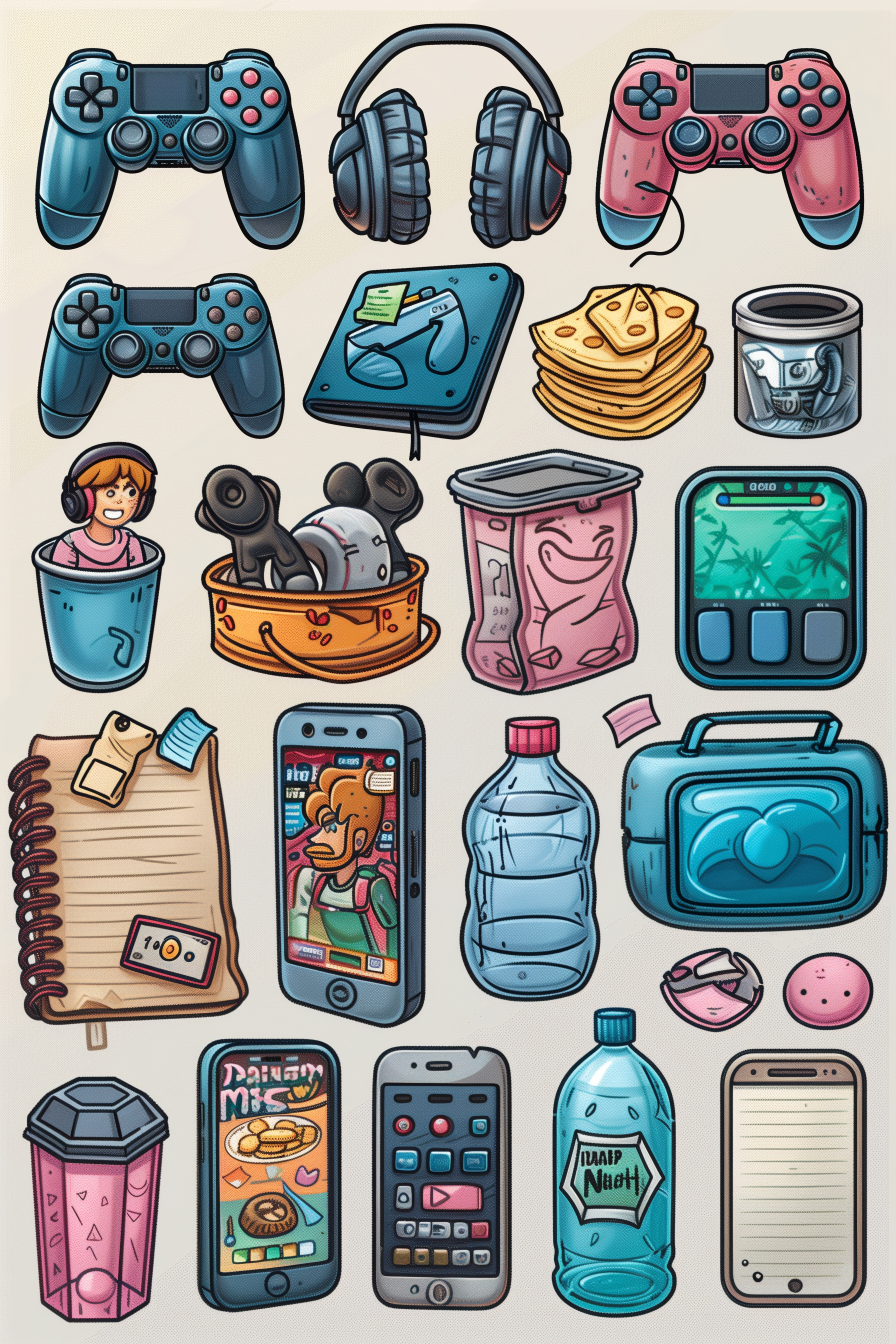 Cartoonish Objects Grid