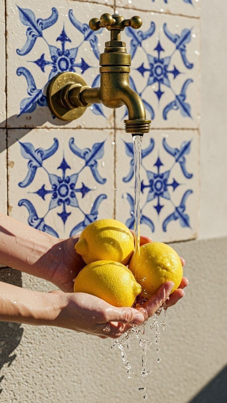 Washing Lemons Under Running Water