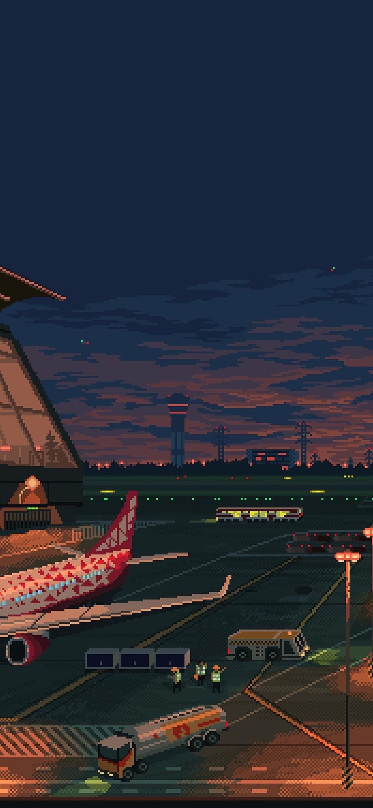 Airport Sunset Pixel Art