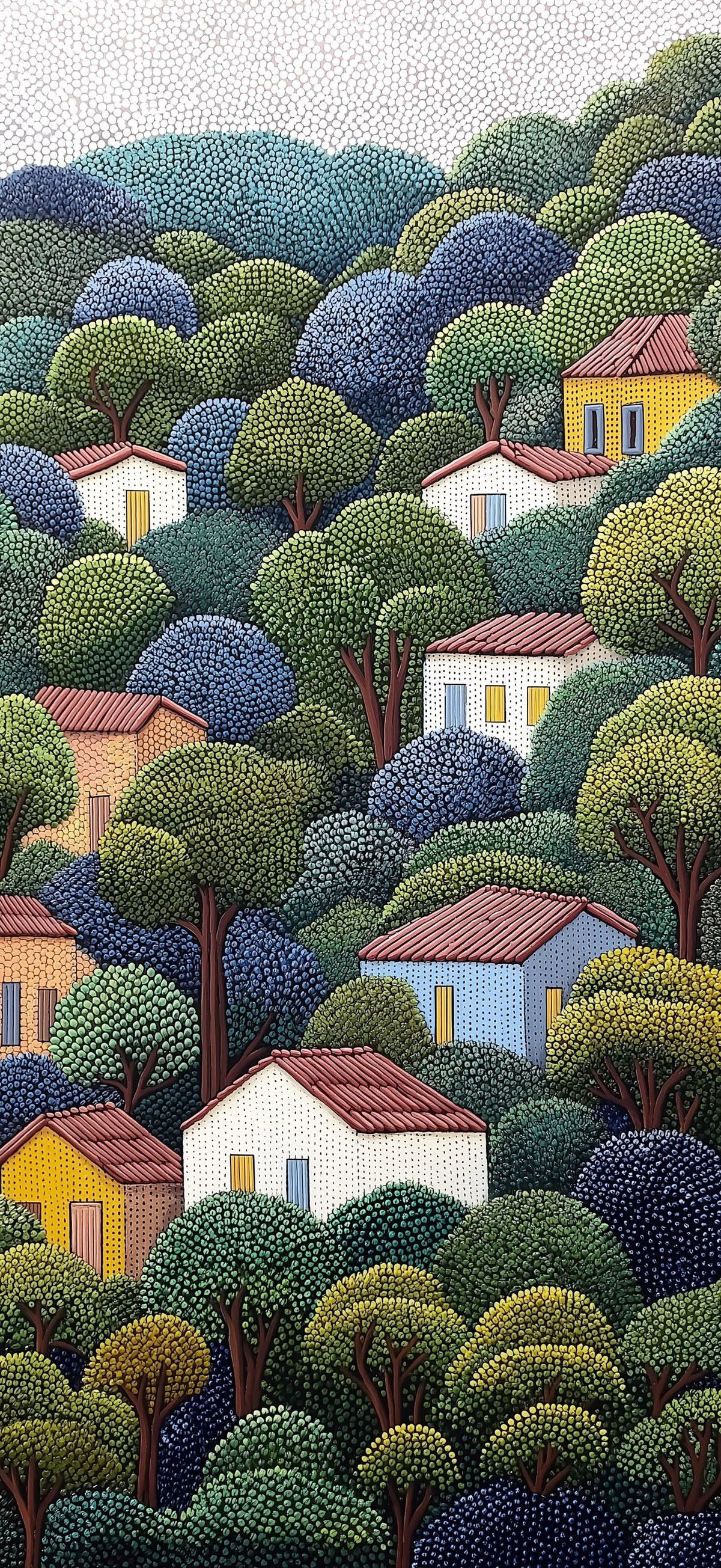 Whimsical Village Among Trees