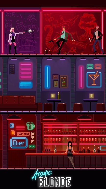 Neon-lit bar scene