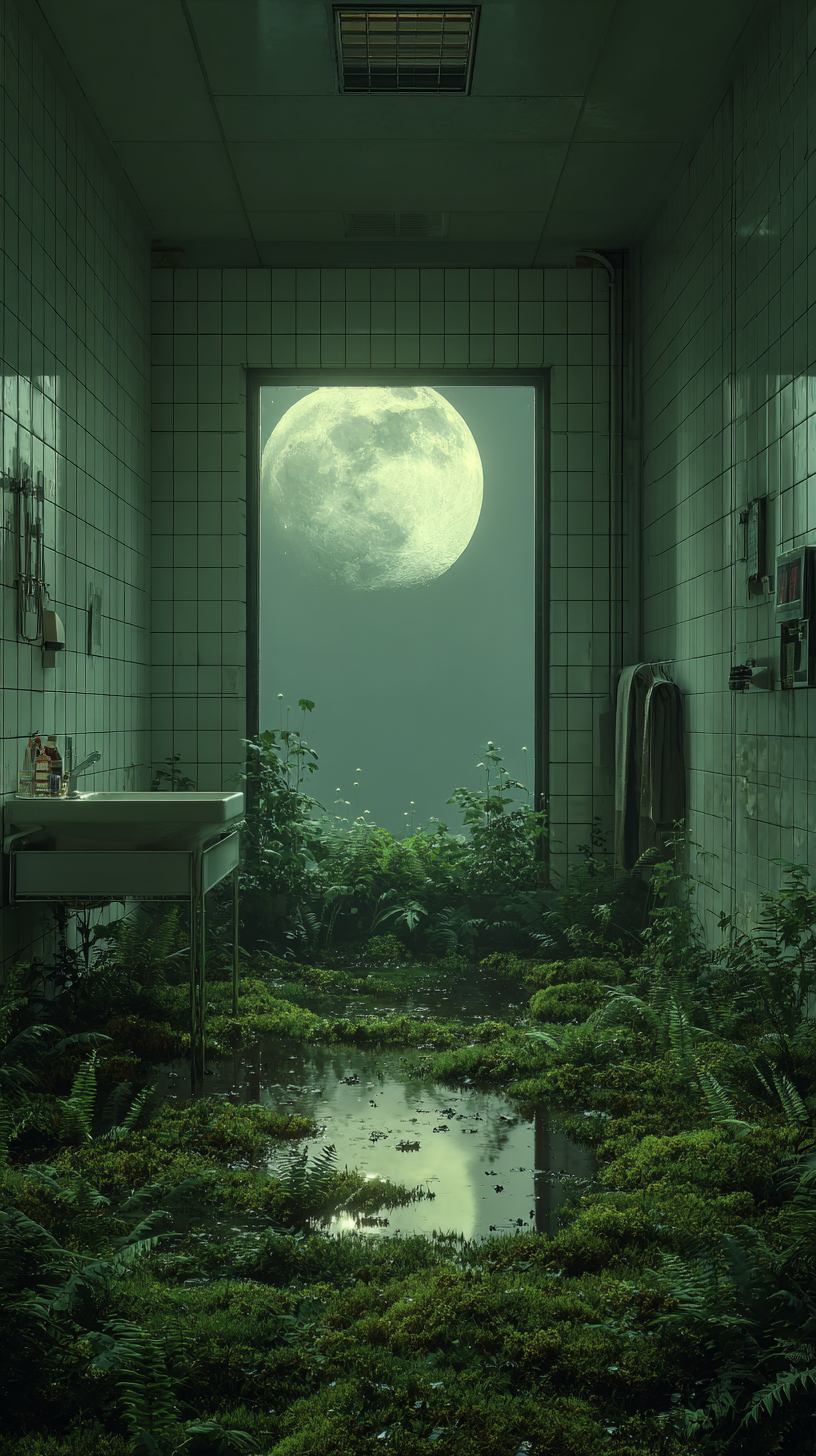 Moonlit Abandoned Bathroom