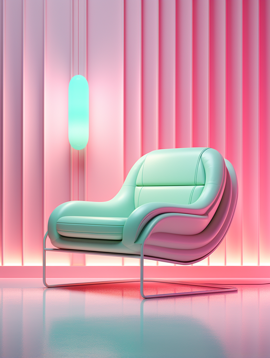 Modern Mint Chair in Pink Neon Room