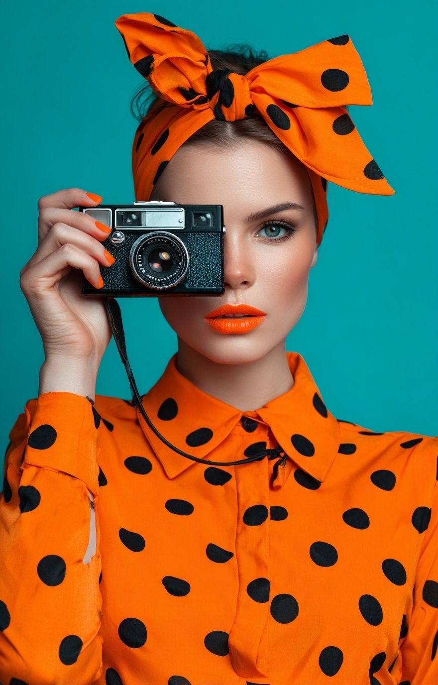 Bright Orange Polka Dot Fashion
