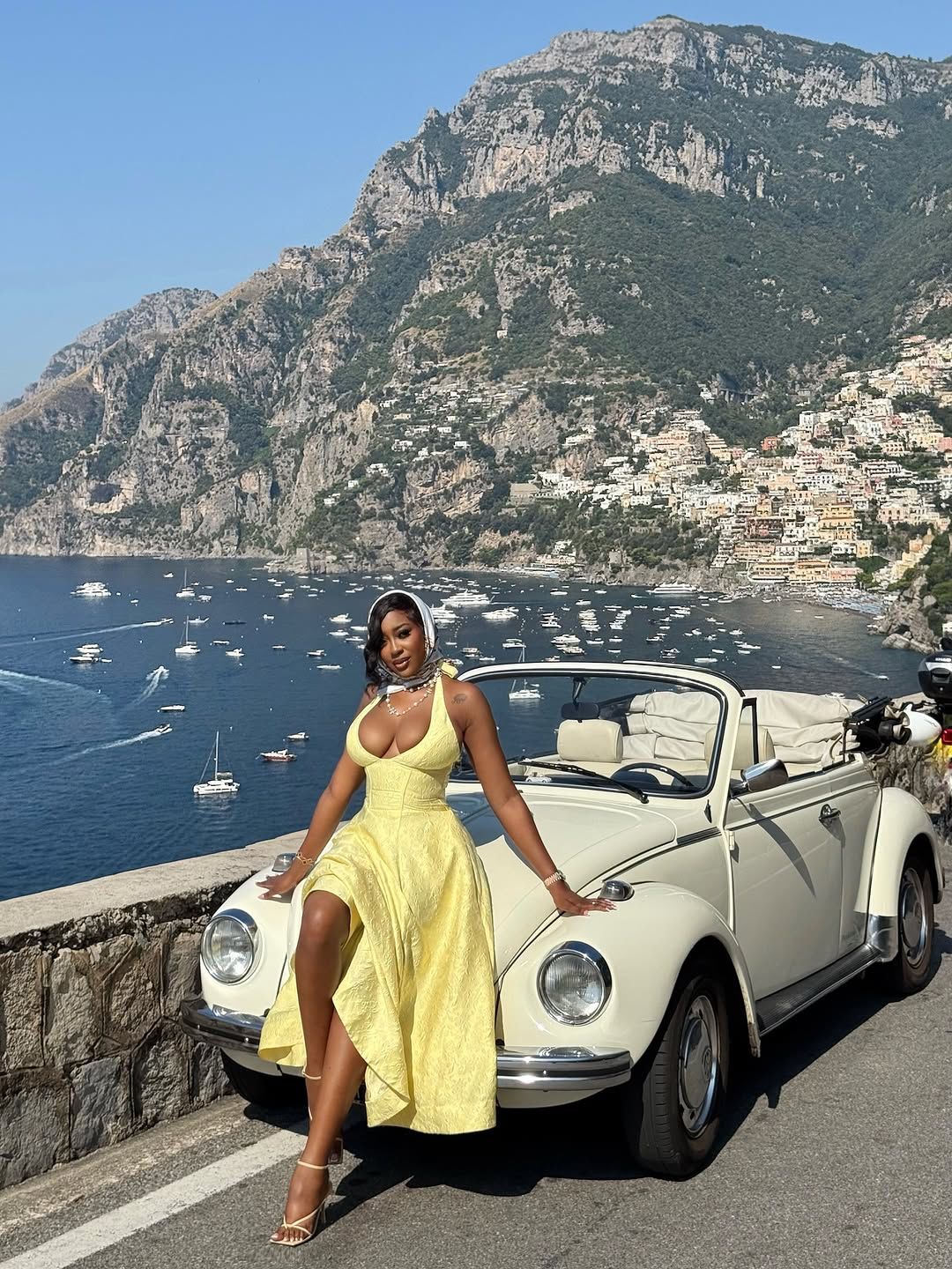 Elegant Yellow Dress by the Sea